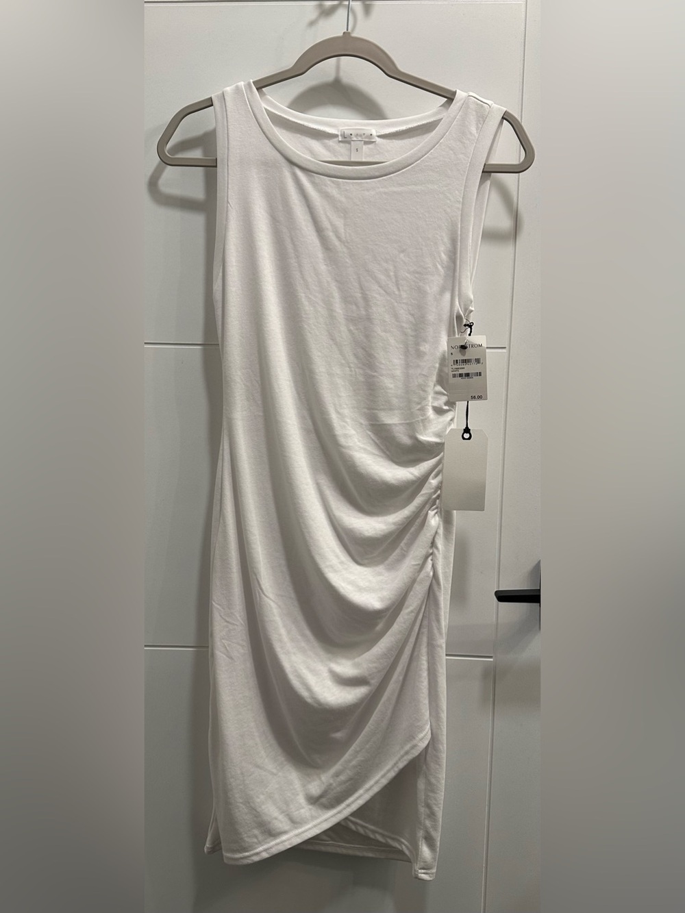 Leith Ruched Body Con Tank Dress Knit White Size Small New With Tags Nordstrom
